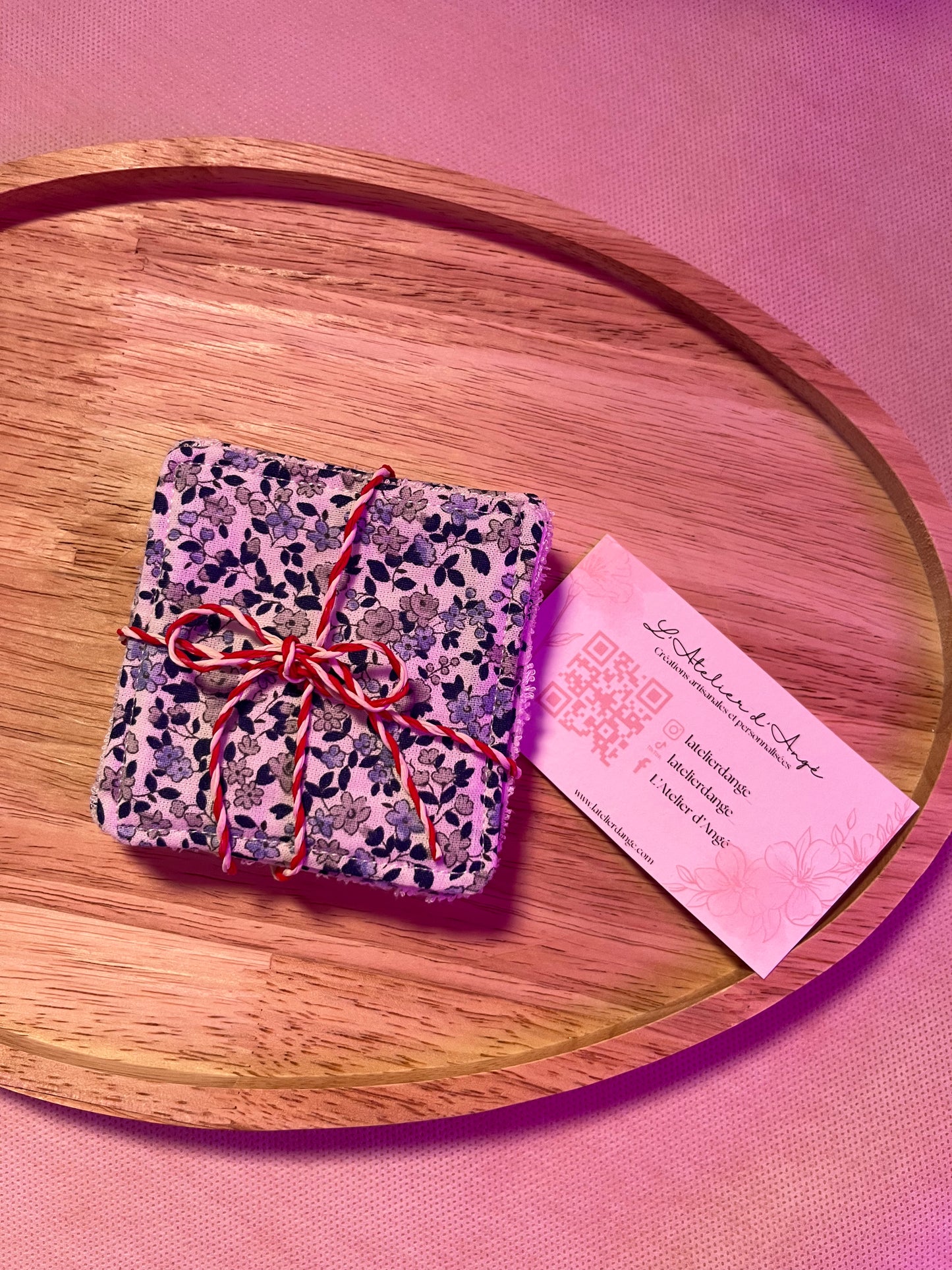 Coton démaquillants lavables - Faits main | Doux, écologiques et réutilisables | Lot de 5 cotons