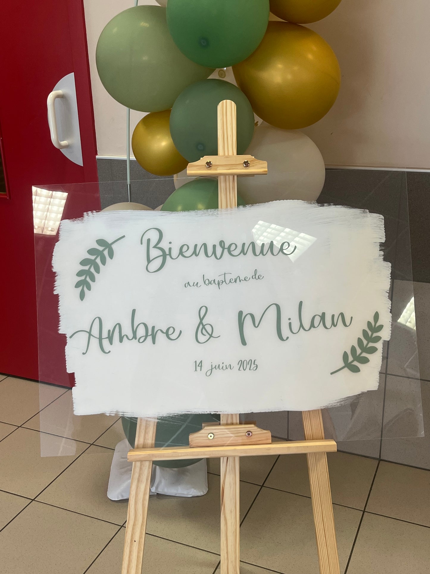 Panneau personnalisé PACS, mariage ou baptême - Décoration florale bohème, cadeau unique fait main